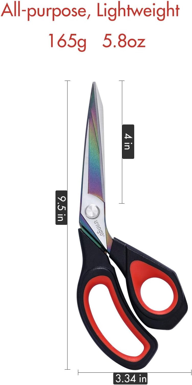 LIVINGO Fabric Scissors Heavy Duty - 9.5 Inches Professional Titanium Coated Forged Stainless Steel Sharp Bent Shears for Sewing Crafting Cutting Cloth, Felt, Leather, Paper
