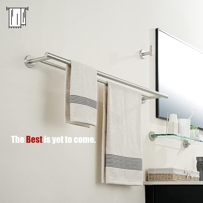 JQK Hand Towel Holder Stand Brushed, Modern Tree Rack Free Standing for Countertop with 12 Inch Bar, 304 Stainless Steel Thicken 0.8mm, HTT170-WN