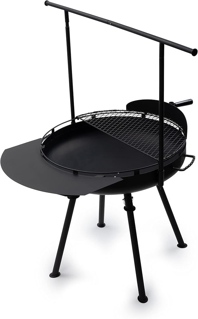 Barebones Cowboy Fire Pit Grill Side Table 30-Inch - Cowboy Grill Accessories for Outdoor Grills - Camping Cookware