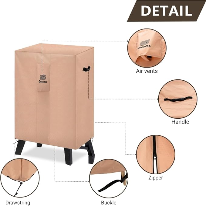 Oneness Heavy-Duty Waterproof Smoker Cover for 28Wx23Dx42H Inch Grills - Fits Masterbuilt ThermoTemp XL Propane Smoker, Weatherproof Outdoor Grill Protector