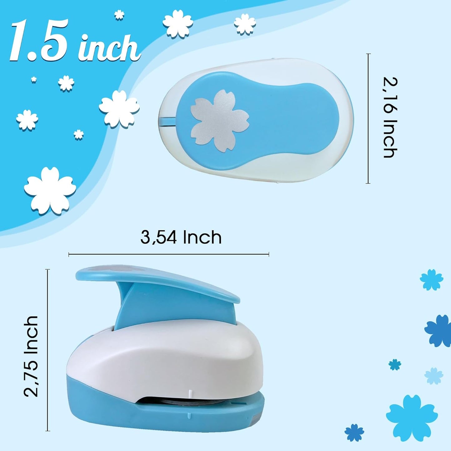 Flower Hole Punch for Paper Crafts, 1.5-Inch Across, Cherry Blossoms Punch Cutter, Lever Punch, Flower Shape for Card Making, Scrapbooking, DIY Arts