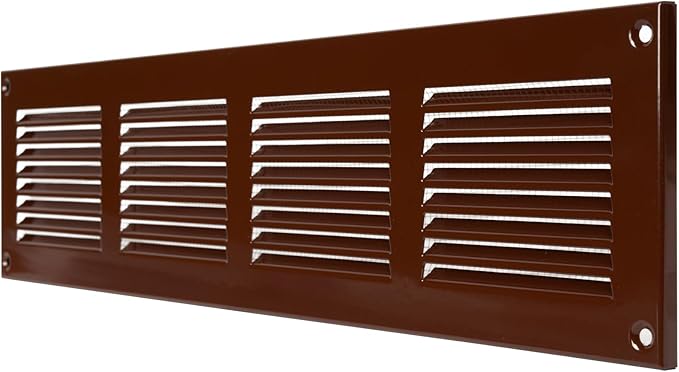 Repa Market Air Vent Cover 16x4 Inch (Outer Dimensions) Brown Galvanized Steel Louvered Grill Cover with Mesh Screen/Wall or Ceiling Vent/HVAC Register for Indoor and Outdoor Ventilation