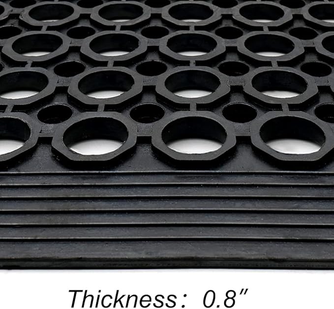 Anti-Fatigue Rubber Floor Mat - NANBOWANG Commercial Grade Grease Resistant Non-Slip Recycle Tyre Floor Mats for Restaurant Kitchen Bar Garden Outdoor Wet Area (40"X80")