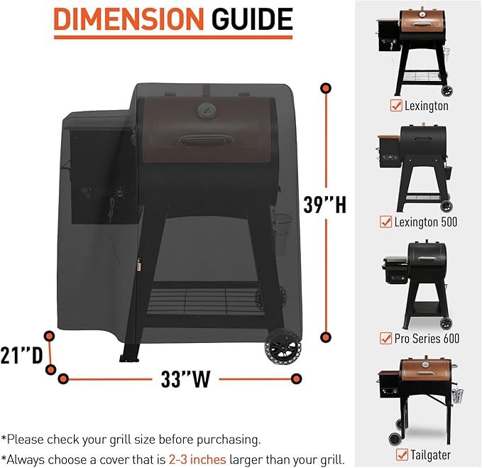 Arcedo Grill Cover Compatible with Pit Boss Lexington 500, Lexington 540, Pro 600 and Tailgater, Heavy Duty Waterproof Wood Pellet Smoker Cover, All Weather Protection for Onyx Edition Grill