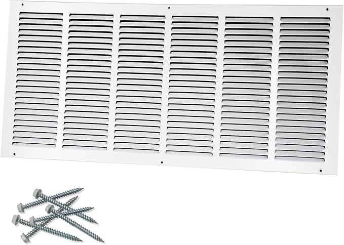 30"W x 12"H [Duct Opening Size] Steel Return Air Grille, Air Return Vent Cover for Ceiling and Sidewall - HVAC Air Vent Covers - [Outer Dimensions: 31.75"W x 13.75"H]
