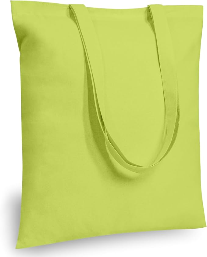 TOPDesign 24-Pack Economical 16"x15" Apple Green Cotton Tote Bag, Lightweight Medium Reusable Grocery Shopping Cloth Bags, Suitable for DIY, Advertising, Promotion, Gift, Activity