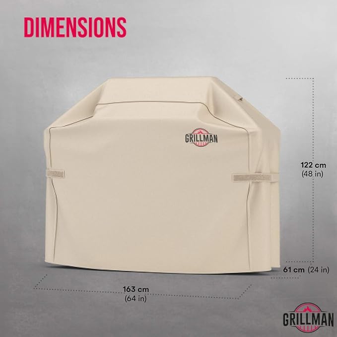 Grill Cover by Grillman, Tan, 64 Inch, BBQ Outdoor Grill Covers, Charcoal & Gas Grills, Waterproof, Rip-Proof, Weather-Resistant, Anti-UV, Barbecue Cover for Weber, Genesis, Charbroil, Nexgrill, etc