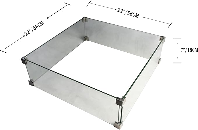 All Fire Table Pit Wind Screens and Stainless Steel Buner Lid from ELEMENTI | ELEMENTI Plus and MODENO (Wind Screens, Square 22" WS - 004)
