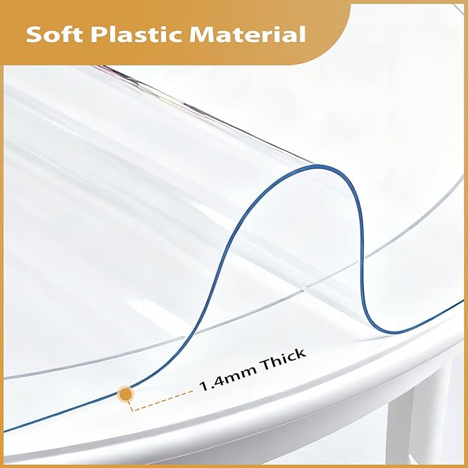 Round Clear Table Cover Protector 28 Inch - 2mm Thick Waterproof PVC Furniture Protective Pad for Dining Room Tabletop