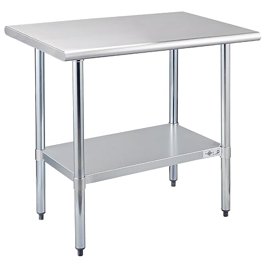 Profeeshaw Stainless Steel Prep Table 36x24 Inch NSF Commercial Work Table with Undershelf Heavy Duty Table for Kitchen Restaurant Home Hotel