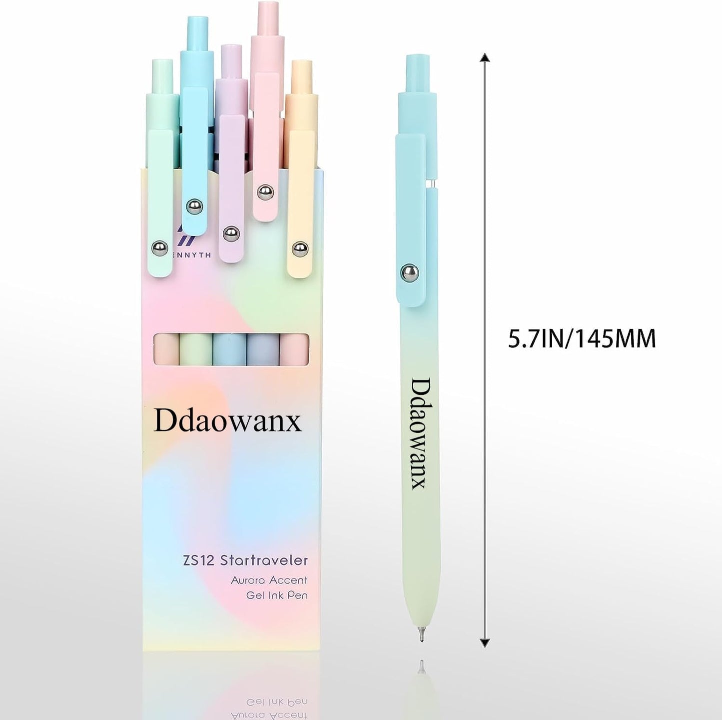 Ddaowanx Gel Pens, 5 Pcs 0.7mm Quick Dry Black Ink Pens Fine Point Smooth Writing Pens, Cute Office School Supplies Gifts for Women (5 Pcs Gradient-Black Ink)