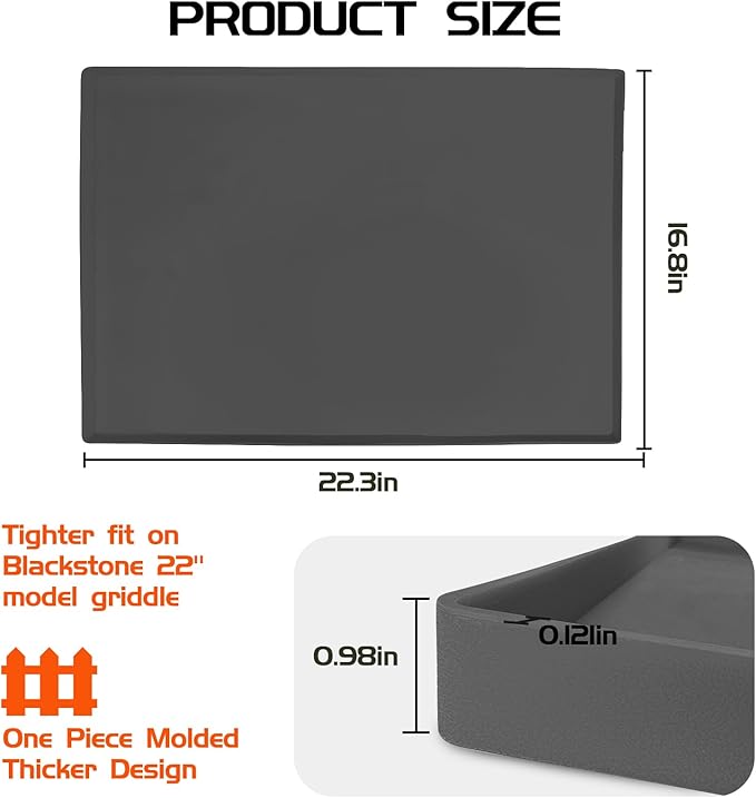 Silicone Griddle Mat Cover for Blackstone 22 Inch Griddle, Heavy Duty Food Grade Silicone, All Season Protective Cover (Gray)