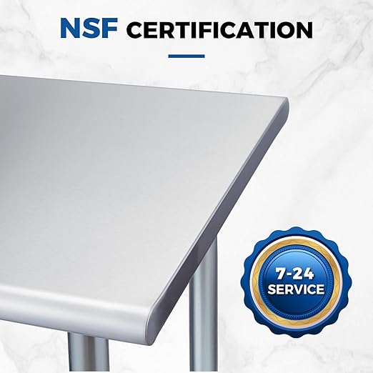 Profeeshaw Stainless Steel Prep Table 48x30 Inch NSF Commercial Work Table with Undershelf Heavy Duty Table for Kitchen Restaurant Home Hotel