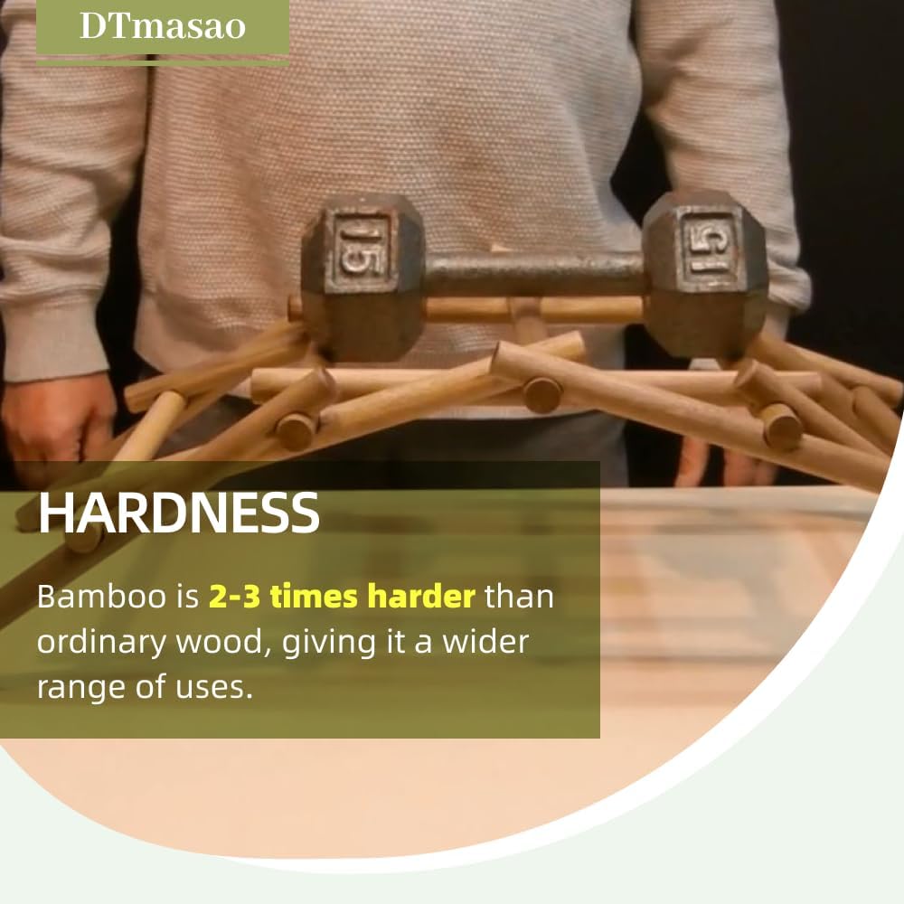 100 PCS Dowel Rods Wood Sticks Wooden Dowel Rods - 3/8 x 12 Inch Unfinished Bamboo Sticks - for Crafts and DIYers