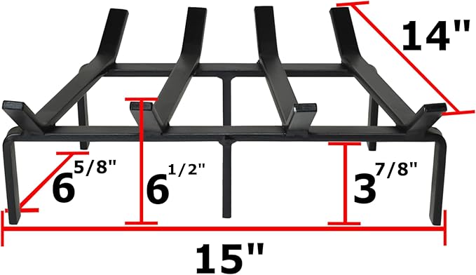SteelFreak Heavy Duty Steel Fireplace Grate - Made in The USA (15 Inch)