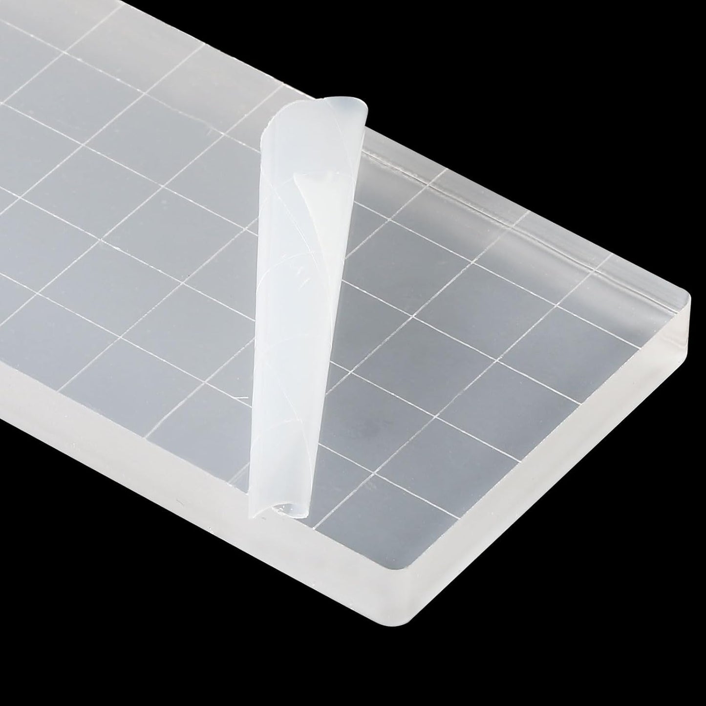 PATIKIL 5" x 2" Acrylic Stamp Block, 2 Pack Clear Stamping Block with Grid Lines Decorative Mounting Blocks Square for Scrapbooking DIY Crafts Card Making