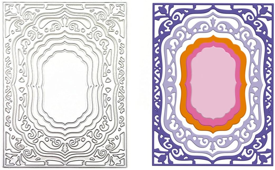 Lace Rectangle Frame Metal Die Cuts,Flower Border Square Frames Layering Label Card Cutting Dies Stencils for Card Making Stencil Embossing Tool Scrapbooking DIY Craft