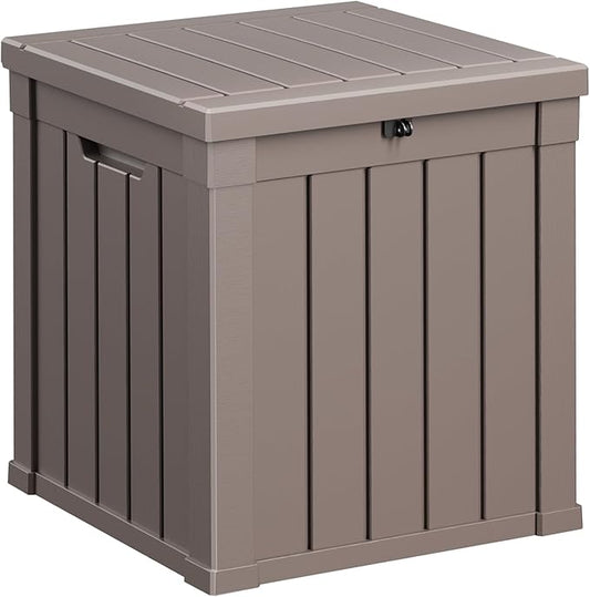 EasyUp 50 Gallon Deck Box Outdoor Storage Box for Patio Furniture,Outdoor Cushions,Garden Tools and Pool Supplies,Waterproof,Resin（Gray）