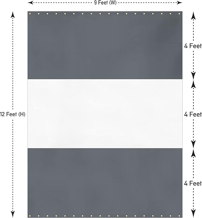Covers & all Outdoor Clear Panel Curtain, 12 oz Vinyl Outdor Curtains for Patio, Waterproof & Weather Resistant Tarp with Brass Grommets for Pergola, Porch, Gazebos, Balcony (12' H x 9' W Feet, Gray)