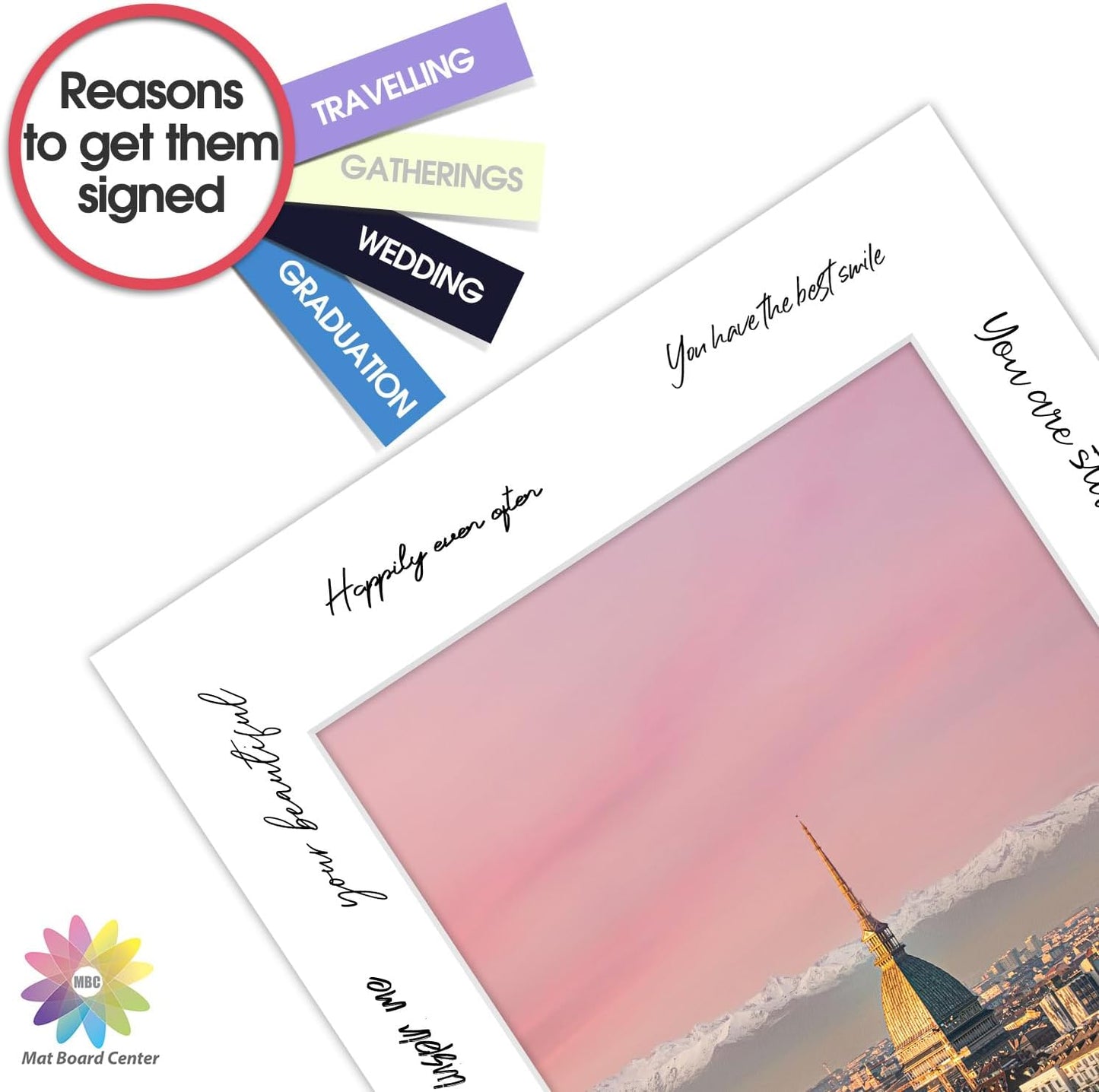 MBC MAT BOARD CENTER, 10 Pack 12x16 for 9x12 White Picture Mats Frame Mattes, Bevel Cut, Acid Free, 4-ply Thickness