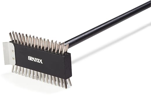 SPARTA 4029000 Stainless Steel Grill Brush, Grill Scraper With Metal Bristles, 30.5 Inches, Black