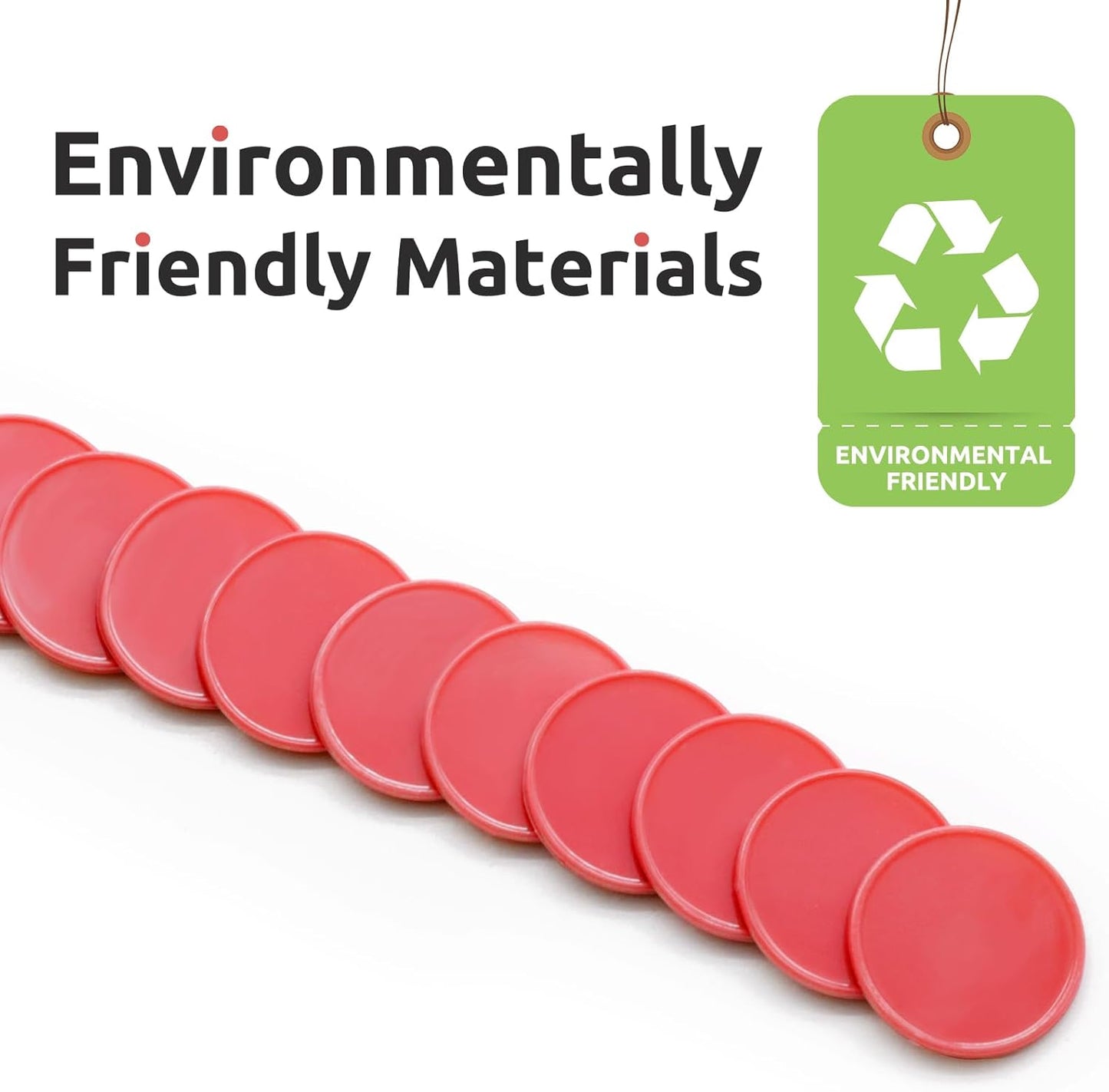 Set of 100 Opaque Plastic Learning Counters Mini Poker Chips Game Tokens with Storage Box (Red, 1.58 Inch)