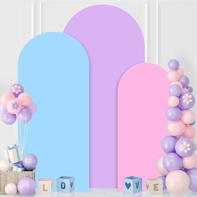 MODFUNS Spandex Arch Cover Set of 3 Mixed Color Arch Backdrop Cover 4&5&6ft Fitted Arch Covers Stetchy Backdrop Chiara Arch Stand Covers for Wedding Ceremony Banquet Birthday Party Decor