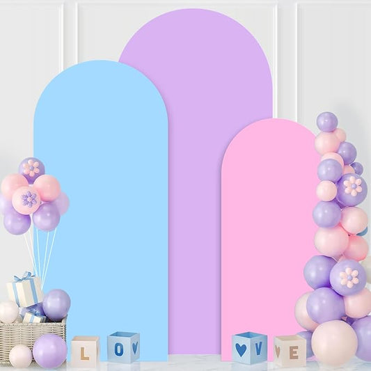 MODFUNS Spandex Arch Cover Set of 3 Mixed Color Arch Backdrop Cover 4&5&6ft Fitted Arch Covers Stetchy Backdrop Chiara Arch Stand Covers for Wedding Ceremony Banquet Birthday Party Decor