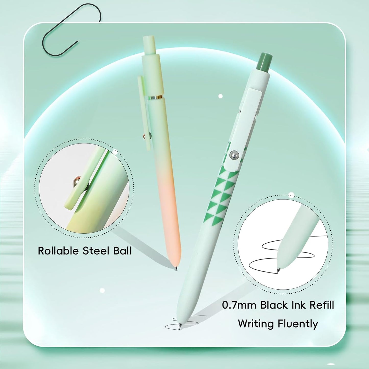 Gel Pens,10 Pcs Medium Point Smooth Writing Pens Cute Pens for Women, High-End Series 0.7mm Black Ink Pens for Journaling Note Taking, School Office Supplies (10 Pcs Gradient and Geometric)