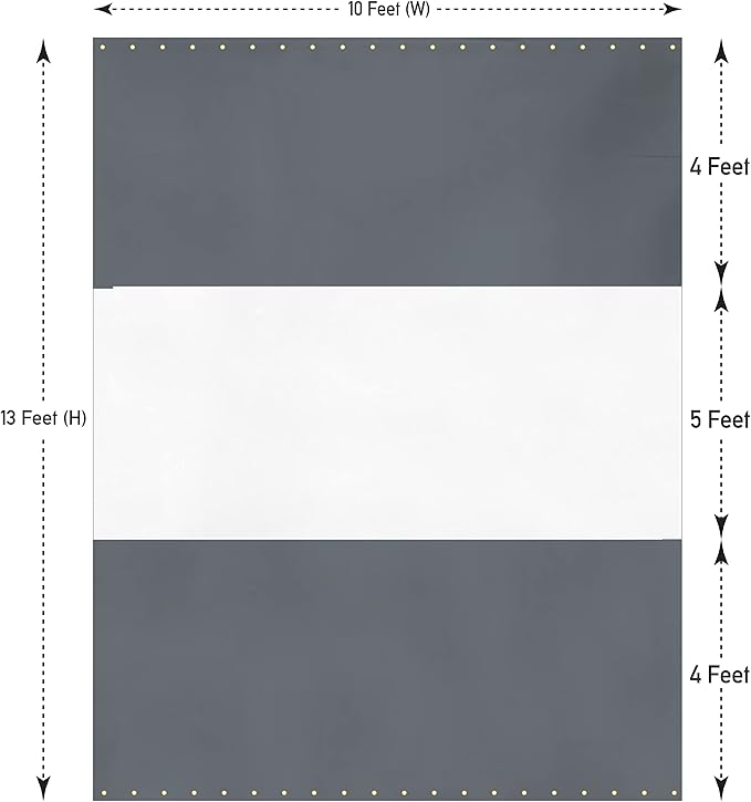 Covers & all Outdoor Clear Panel Curtain, 12 oz Vinyl Outdor Curtains for Patio, Waterproof & Weather Resistant Tarp with Brass Grommets for Pergola, Porch, Gazebos, Balcony (13H x 10W feet, Gray)