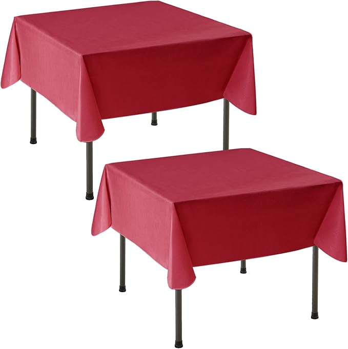 Nasitos 2 Pack Square Table Cloth 54x54 Inch-Vinyl Red Plastic Table Cloth for Parties, Stain Resistant Washable Table Cover for Dining, Buffet, Events, Weddings and Restaurants