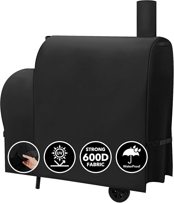 Heavy Duty 600D Grill Cover Fits for Royal Gourmet CC1830FC 30-Inch Charcoal Barrel Grill with Offset Smoker Grill Cover