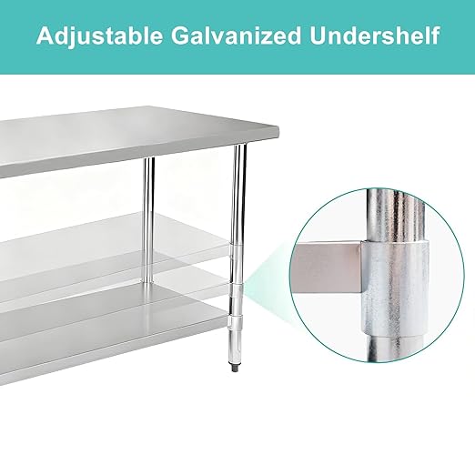 Stainless Steel Work Table 18 x 30 Inch, NSF Commercial Prep Table with Undershelf, Heavy Duty Food Prep Workstation