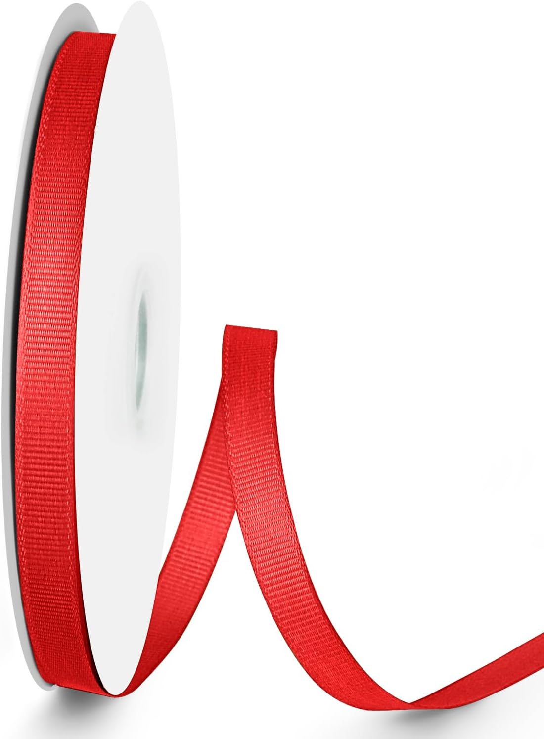 50 Yards 3/8 inch Grosgrain Ribbon, Solid Color Fabric Ribbon Perfect for Gift Wrapping, Wedding, Handmade Bows, Floral Bouquets and Party Decoration(red)