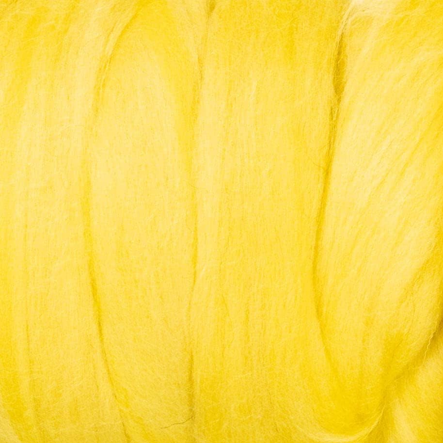 Kondoos Colored Natural Wool roving, 1 lb. Best Wool for Needle Felting, Wet Felting, handcrafts and Spinning. (Yellow Lemon, 1 lb)