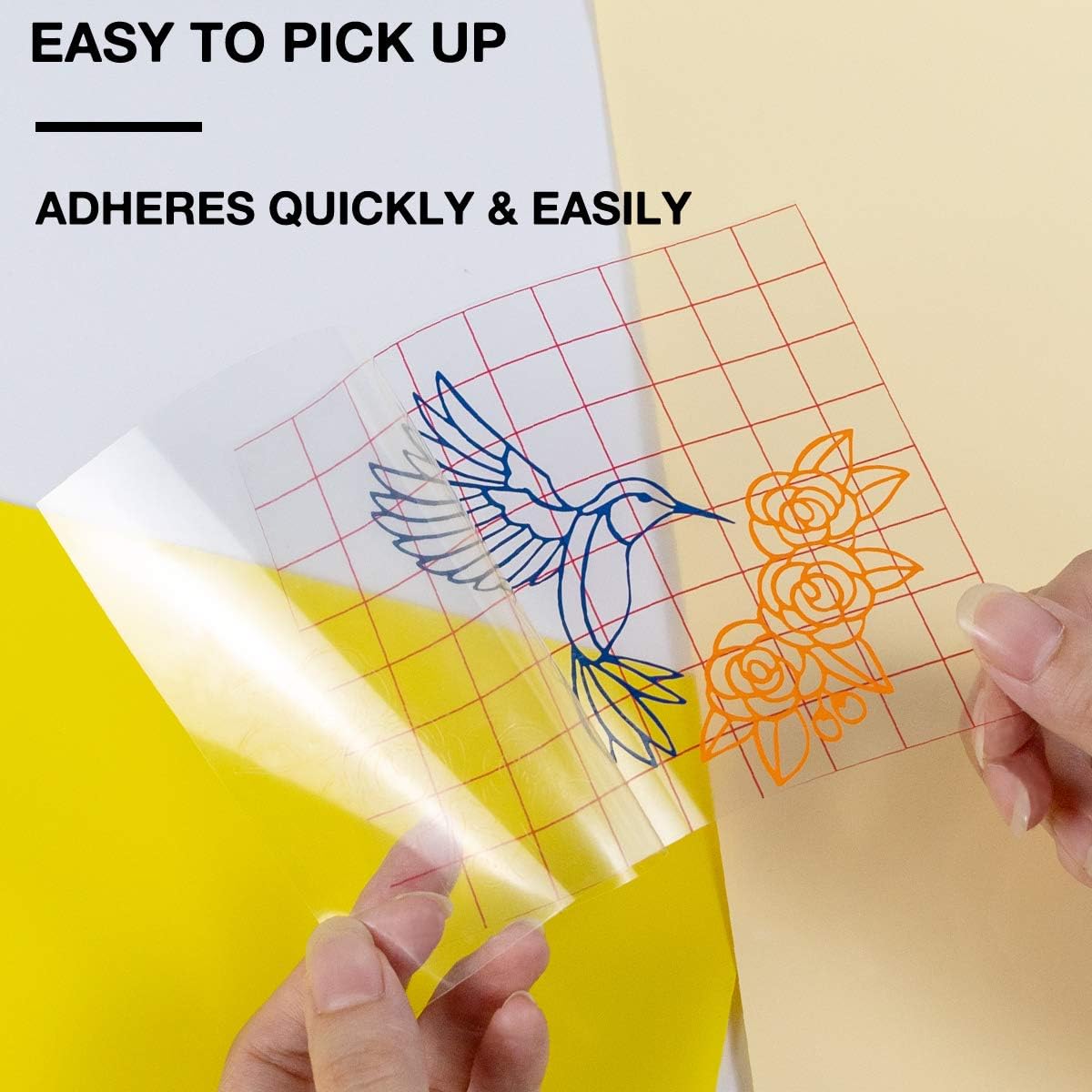 HTVRONT Transfer Tape for Vinyl- 5.5" x 50 FT w/Red Alignment Grid for Adhesive Vinyl, Silhouette Cameo Transfer Paper for Vinyl for Decals,Signs, Windows, Stickers