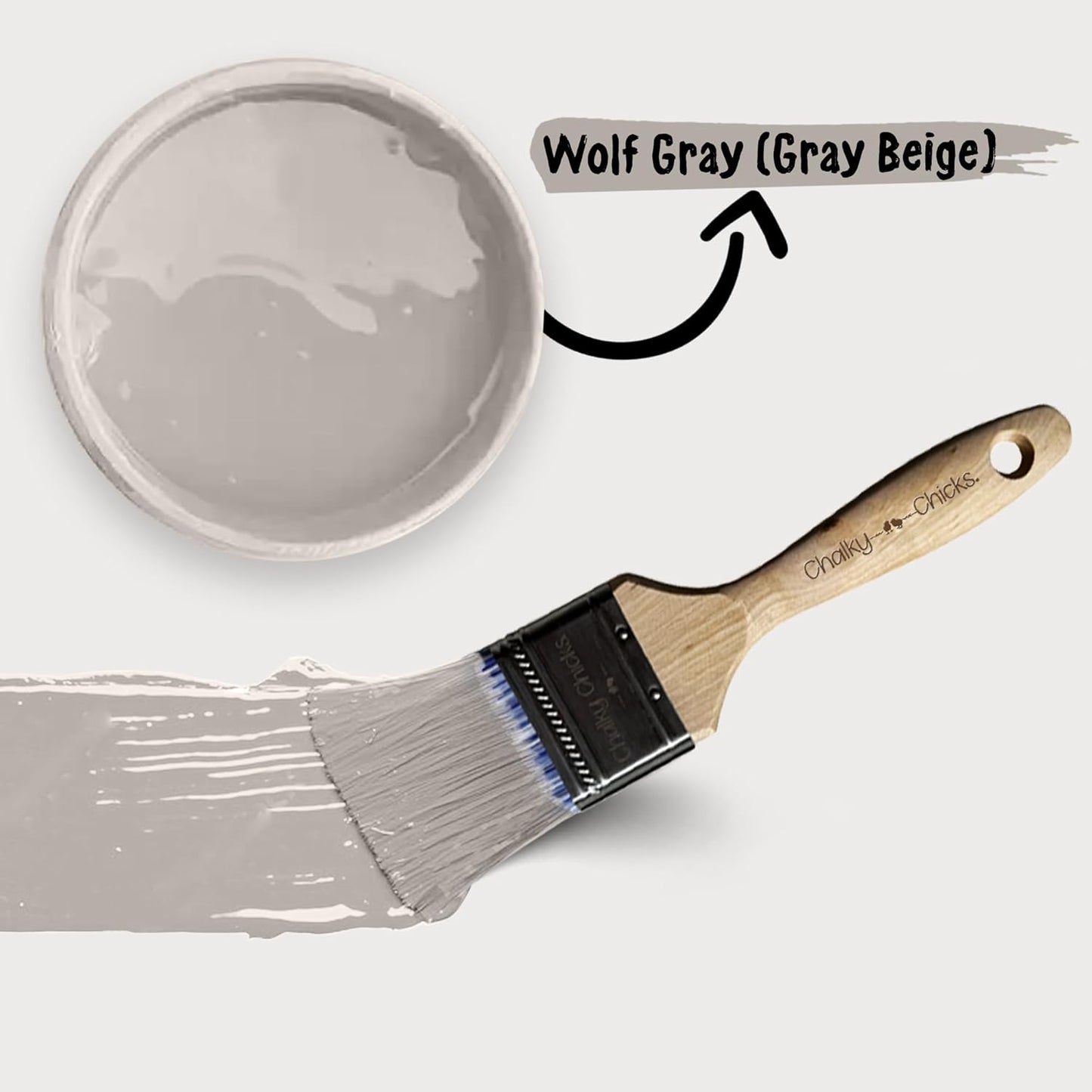 Chalky Chicks All-in-One Chalk Paint for Furniture or Cabinet - 8 Fl Oz - Matte Finish Wolf Gray (Gray/Beige) for Metal, Wood Furniture Paint - No Sanding All-in-One for Home Decor & Crafts, USA Made
