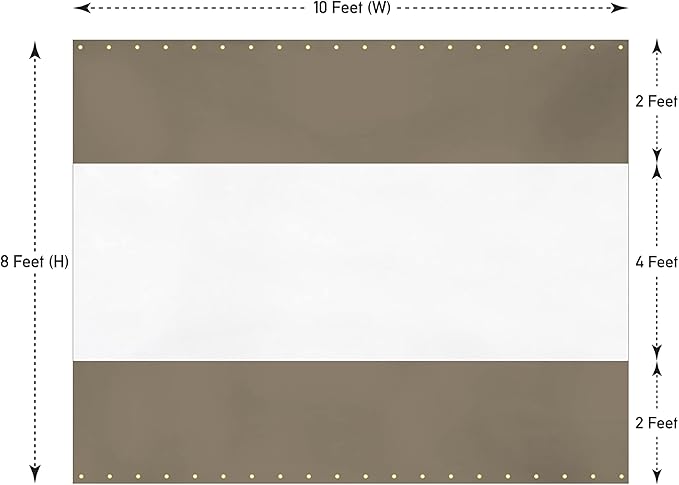 Covers & all Outdoor Clear Panel Curtain, 12 oz Vinyl Outdor Curtains for Patio, Waterproof & Weather Resistant Tarp with Brass Grommets for Pergola, Porch, Gazebos, Balcony (8’ H x 10’ W Feet, Beige)