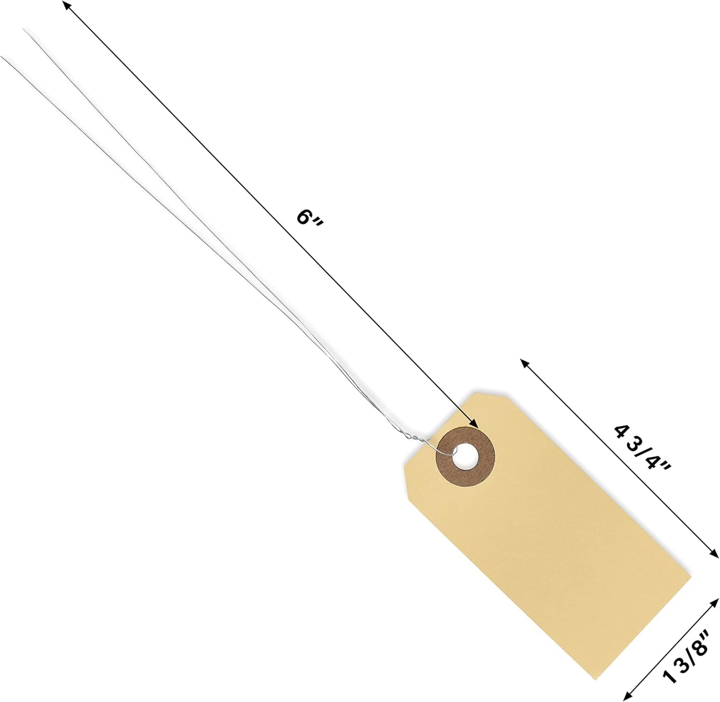 String Tags with Wire Attached- #1, 2 3/4” x 1 3/8”, Box of 500 Blank Shipping Tags with Wire and Reinforced Hole, Wired Labeling Tags