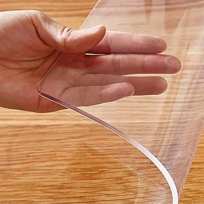 Clear Vinyl Table Pad 12x54 in PVC Plastic Table Cloth Cover Protector Office Computer Laptop Writing Desktop Protection Mat Easy Clean Rectangle Dining Coffee End Table Pad Waterproof Heat-Resistant