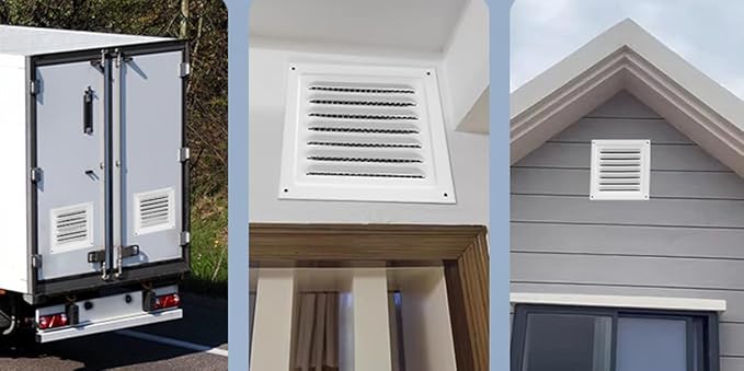 2pcs Attic Vent Soffit Vent Aluminum Wall Vent Metal Shed Vent Square Vent Louver Vent Grille with Built-in Insect Screen for Exterior Door House Attic Garage Ceiling (White 8" x 8"-2 Pack)