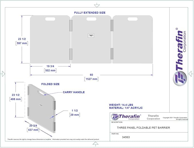 Pet Barrier (3-Panel) | Free-Standing Pet Gate | Foldable | Protect Your Indoor Living Spaces, Decorations, and Important Items from Pets | Made in The USA
