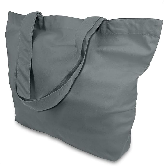 TOPDesign 3-Pack Super Strong Large 12oz Cotton Canvas Tote Bags, Reusable Grocery Shopping Cloth Bags, Fashionable Two-Tone Totes for Crafts, DIY Your Creative Designs