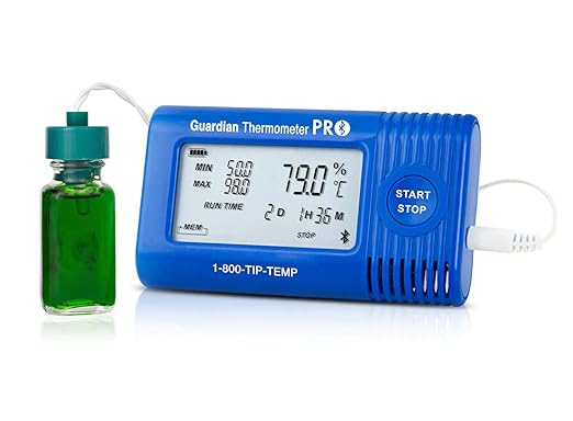 Guardian Thermometer PRO Bluetooth Temperature Data Logger, Temperature Probe in Glycol, NIST Traceable Calibration Included, Configure and Download with Free App