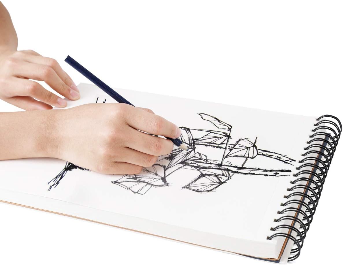 Bachmore Sketchpad 9X12 Inch (68lb/100g), 100 Sheets of TOP Spiral Bound Sketch Book for Artist Pro & Amateurs | Marker Art, Colored Pencil, Charcoal for Sketching