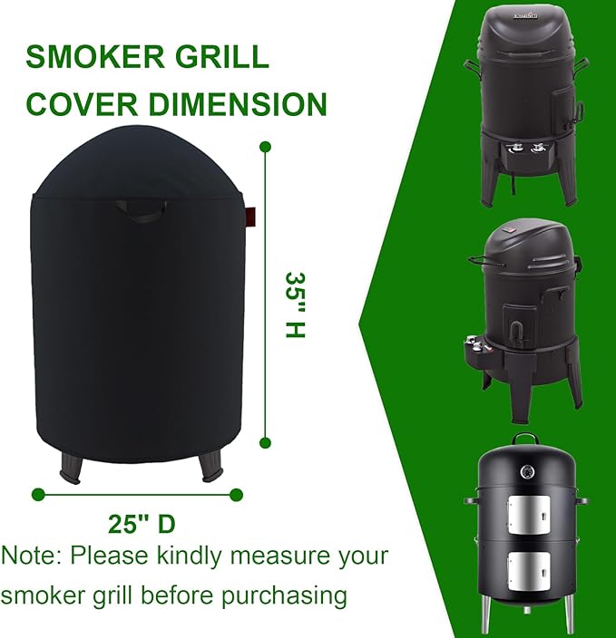 Round Smoker Cover Fits Grill Boss, SUNLIFER 20.5" Vertical Smoker,Pit Barrel Cooker Co 18.5" Smoker, Charbroil The Big Easy TRU-Infrared Smoker, Kamado Joe Classic Joe Series II 18" Grill 25"D x 35"H