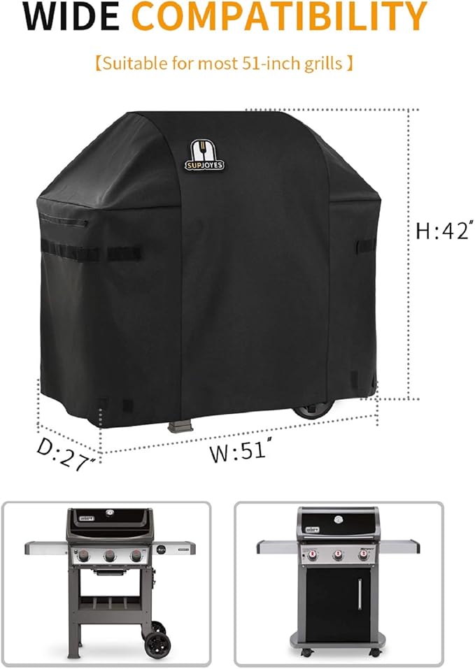 SUPJOYES Gas Grill Cover for Weber Spirit II 310, 51 Inch BBQ Grill Covers, Heavy Duty Waterproof Barbecue Accessories