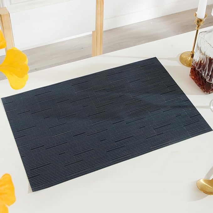 PIGCHCY Placemats Set of 8 Washable Durable Place Mats Vinyl Heat Resistant Non-Slip Table Mats Indoor Outdoor (Midnight Blue)