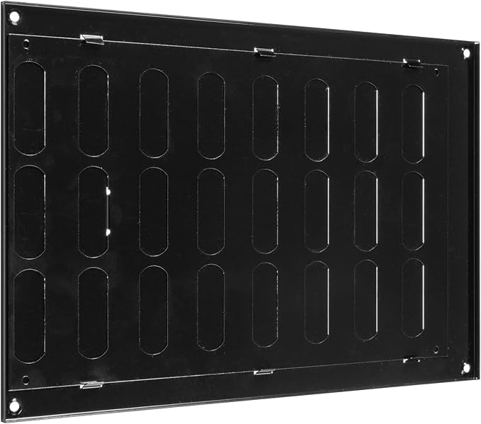 Vent Systems 12" x 8" Inch (Overall) Black Metal Vent Cover - Durable Wall and Ceiling Adjustable Air Return Grille with Built-in Mesh Screen - HVAC Ventilation Duct Cover for Indoor and Outdoor Use