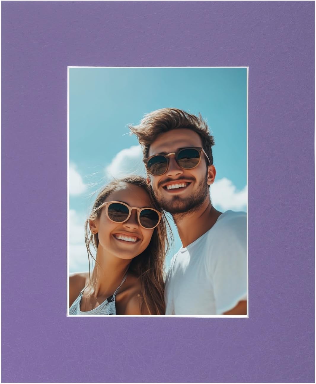 uxcell Picture Mats, 8 x 10 Mat Board Center for 5 x 7 Pictures Acid Free White Core Bevel Cut Frame Mattes with Backing for Display Art Measuring, Purple
